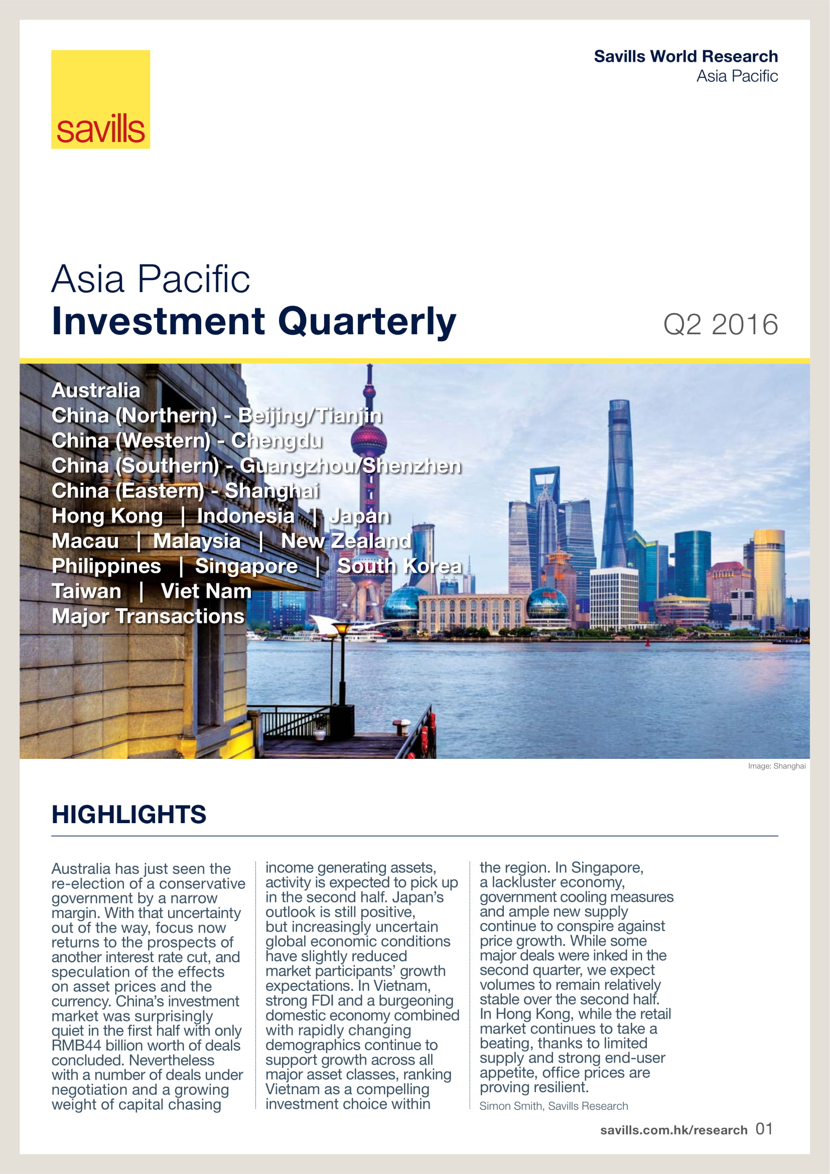 Asia Pacific Investment Quarterly | Q2 2016